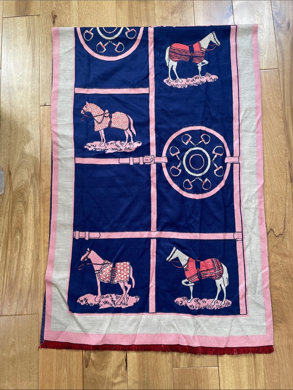 Navy and Pink Equestrian Scarf Wrap